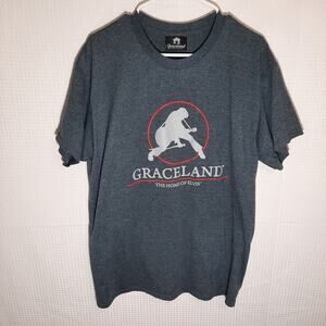 Graceland Elvis Presley T-Shirt Mens Large Gray Graphic 2018 Licensed Soft Tee